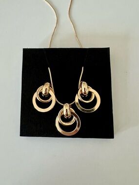 Gold-Tone Triple Ring Pendant Necklace - Women Jewelry